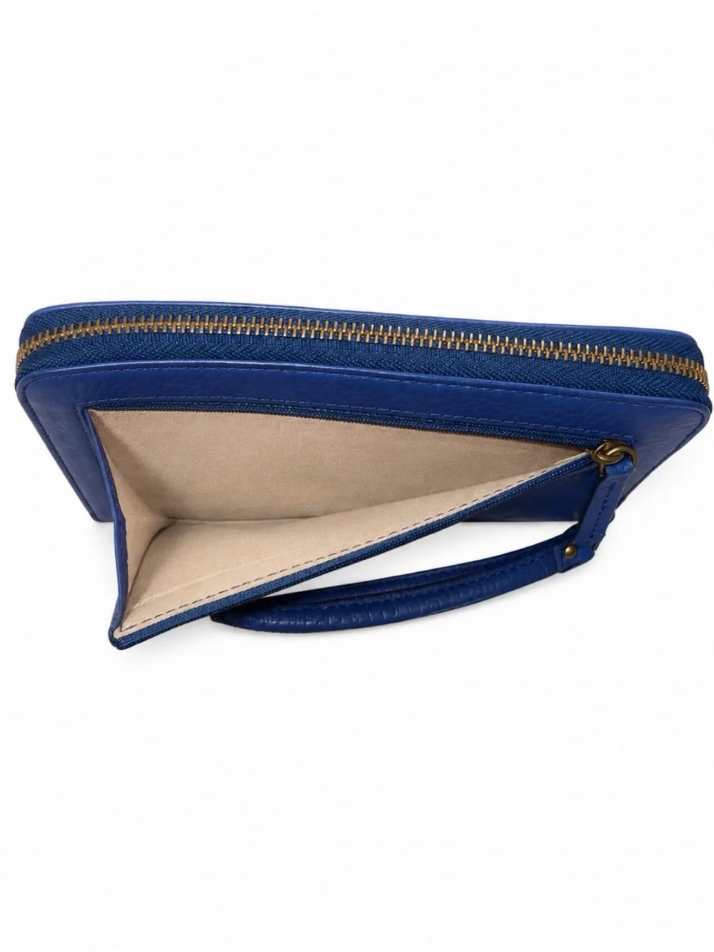 Fossil Blue Leather Zip Around Wristlet Wallet